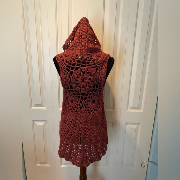 Crochet vest, 100% Alpacha, 100% hand made NWOT- in Dusty Rose color palette - Picture 7 of 14